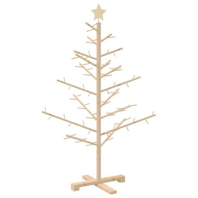 vidaXL Wooden Christmas Tree with Stand Natural 49.2" Solid pine wood