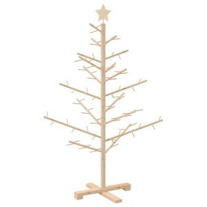vidaXL Wooden Christmas Tree with Stand Natural 49.2" Solid pine wood - 1 of 4