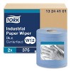 Tork Industrial Paper Wiper, 4-Ply, 11 x 15.75, Unscented, Blue, 375 Wipes/Roll, 2 Rolls/Carton - 2 of 4