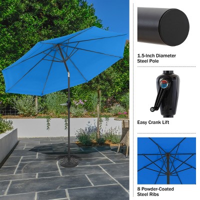 Nature Spring 10' Blue Aluminum Patio Umbrella with Auto Tilt