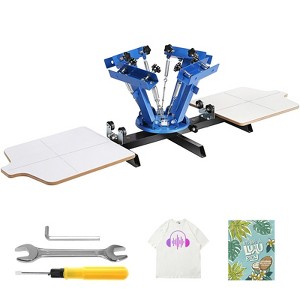VEVOR Screen Printing Machine, 4 Color 2 Station, 360° Rotable Silk Screen Printing Press, 21.2 x 17.7in / 54 x 45cm Screen Printing Press, Blue - 1 of 4