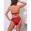 INSPIRE CHIC Women's O Ring Seashell Pendants Ribbed Bikini Sets, Halter Top Triangle Bottoms Swimwear Bathing Suits 1 Set - 3 of 4