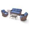 Belord 5PCS Brown Round Rattan Patio Furniture Set with 6" Thick Cushion, Outdoor Lounge Set with Swivel Chairs and Two-Tier Patio Coffee Table - 4 of 4