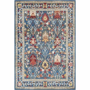 Hauteloom Neola Navy Blue Damask Area Rug - 1 of 4