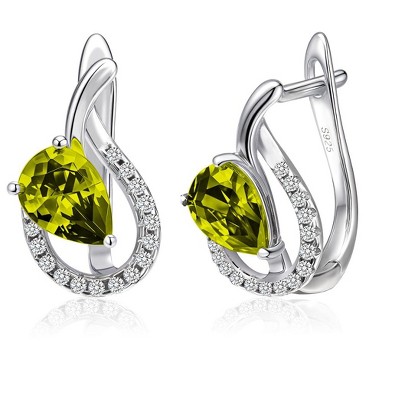 Molenia Teardrop Birthstone Dangle Earrings for Women, 929 Sterling Silver Drop Earrings Latch Back Hypoallergenic Jewelry for Her Wife Mom