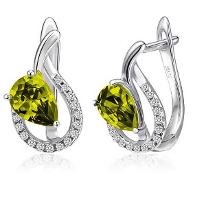 Molenia Teardrop Birthstone Dangle Earrings for Women, 929 Sterling Silver Drop Earrings Latch Back Hypoallergenic Jewelry for Her Wife Mom - 1 of 4
