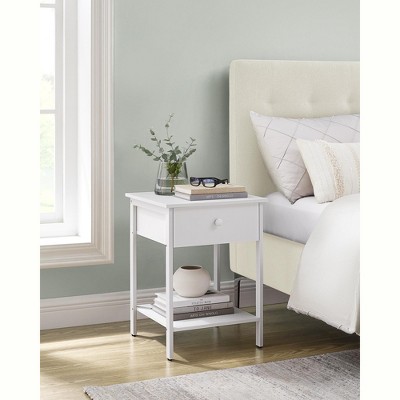 VASAGLE Nightstand, End Side 1 Pack with Single Drawer Table Shelf, 15.7 x 15.7 x 21.7 Inches Steel Frame