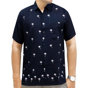 LA LEELA Men's Hawaiian Shirts Solid Beach Shirts Casual Short Sleeve Button Down Collared Shirt Men - 1 of 3