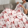 Cute Red Bow Throw Blanket,Red Bow Flannel Throw Blankets Gifts for Women Girls,Aesthetic Preppy Bowknot Coquette Warm Blanket Room Decor. - 4 of 4