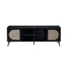 60" Composite Wood TV Stand with 2 Doors, 4 Open Compartments and Rattan Insert for Living Room - 4 of 4
