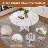ORRD 47.24" Round Dining Table for 4, Farmhouse Marble White Finish Kitchen Table, 300lb Capacity - 3 of 4