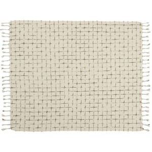 Mina Victory Life Styles Woven Grid Natural 50" x 60" Throw Pillow - 1 of 3