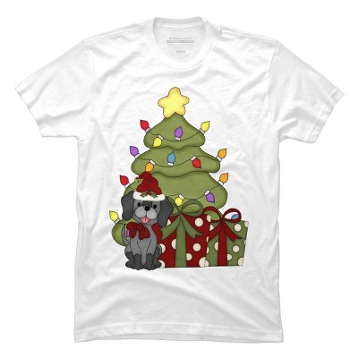 Men's Design By Humans Christmas Doggie By realdealclipart T-Shirt