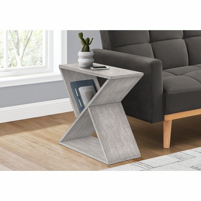 Vynxaria Contemporary Narrow Accent Table - Washed Grey Veneer Finish, 24" L x 11.75" W x 24.25" H
