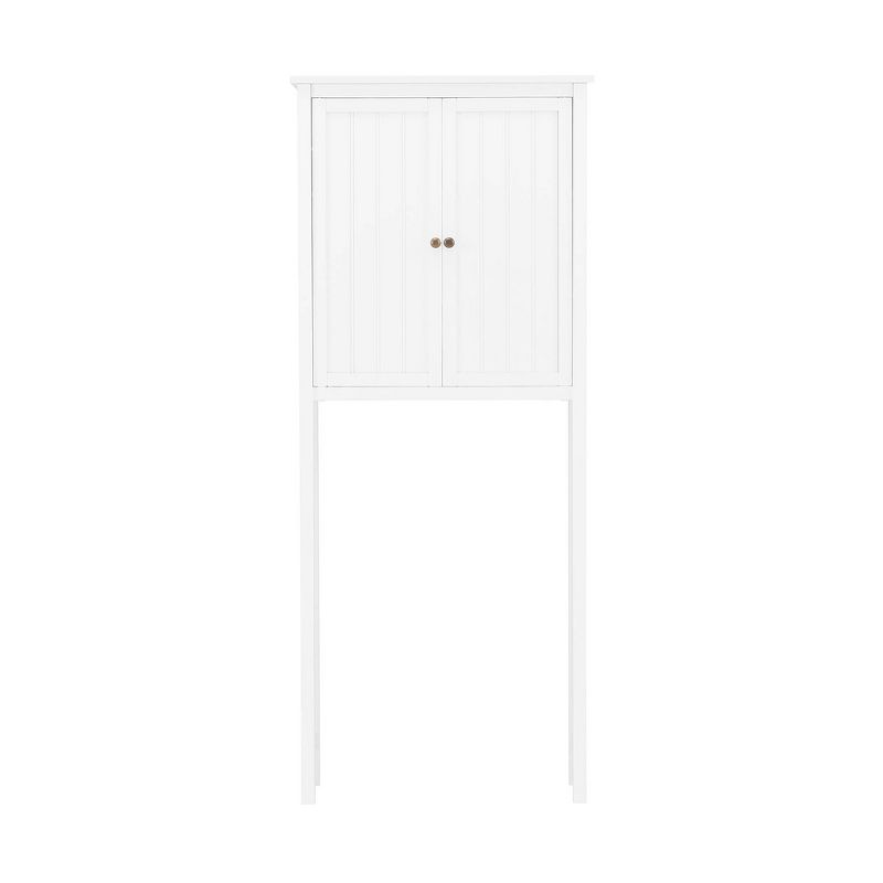 Dover Over the Toilet Hutch Wall Mounted Bathroom Storage Cabinet with Two Doors and Towel Rod White - Alaterre Furniture, 4 of 14