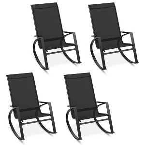 Tangkula 4 PCS Patio Rocking Chairs w/ Ergonomic Backrest Seat Safe Stoppers for Backyard - 1 of 4