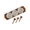 Nambe Chevron Condiment Tray with Spoons, Acacia Wood Tray and White Marble Dip Bowls, Trio Serving Dish Set - 4 of 4