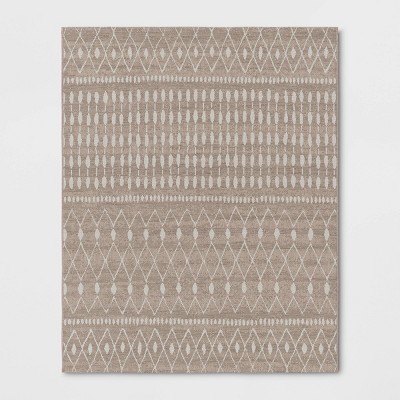 Natural Woven Rectangular Braided Outdoor Rug Heathered Cream