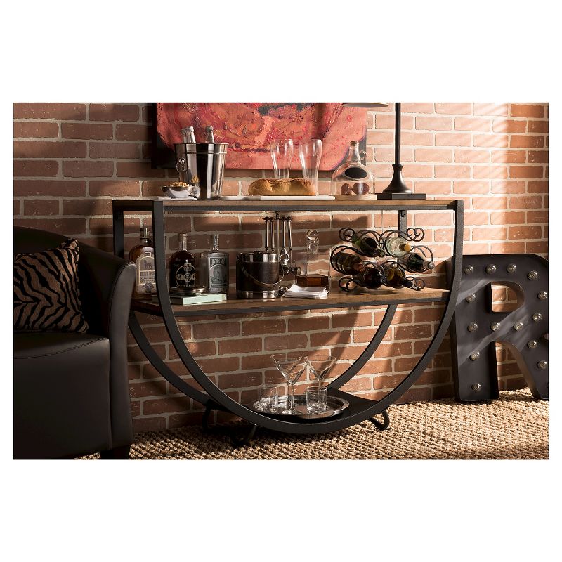 Blakes Rustic Industrial Style Textured Finish Metal Distressed Wood Console Table - Antique Black - Baxton Studio, 5 of 8