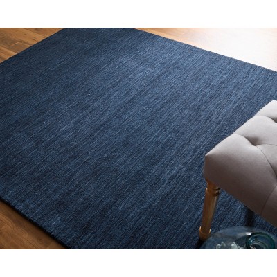 Luna Dark Blue Hand-Knotted Wool Area Rug