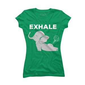 Junior's Design By Humans Exhale Elephant Beyond Yoga Meditation By JplusFunny T-Shirt - 1 of 3