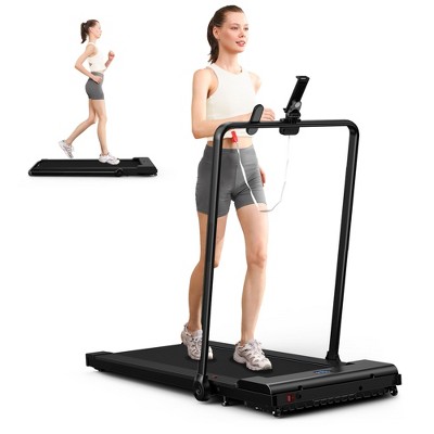 Portable Folding Treadmill, Small Walking Pad, Under Desk Running Machine with LED Display & Wide Belt for Home and Office