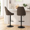 Merrick Lane Set of Two Adjustable Height Dining Stools with Tufted Upholstered Seats and Pedestal Base with Footring - 2 of 4