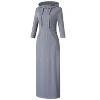 Coolmee Women Hoodies Maxi Dress Casual 3/4 Sleeve Tunic Dress Slim Hooded Sweatshirts Dress with Pocket - 2 of 4