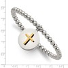 Chisel Stainless Steel Yellow IP-plated Cross FAITH CONQUERS ALL Dangle with Crystal Beaded Stretch Bracelet - 3 of 4