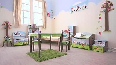 Enchanted Woodland Whimsical Kids' Wooden Bookshelf with Storage