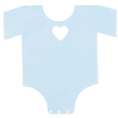  Blue Panda 50-Pack Die-Cut Light Blue Disposable Paper Napkins, Boys One Piece Outfit Design Baby Shower 