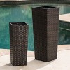 Hrinhom 2-Piece Modern Rattan Flower Pot, Square Planters for Garden and Patio - 3 of 4