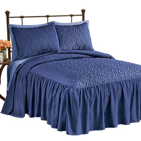 ELLE Decor Diamond 100% Cotton Chenille Bedspread, Queen, Blue