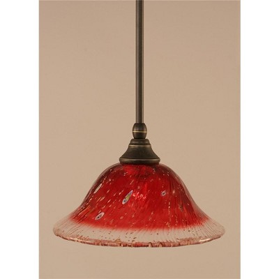 Toltec Lighting Any 1 - Light Pendant in  Dark Granite with 10" Raspberry Crystal Shade