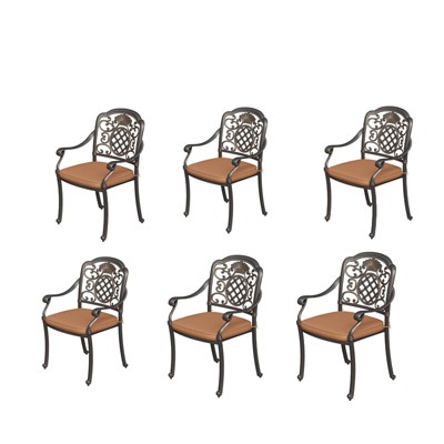 Outdoor Dining Chairs Set of 2/4/6, Elizabeth Cast Aluminum Patio Chairs with Cushions, Backrest and Armrest, Weather-Resistant