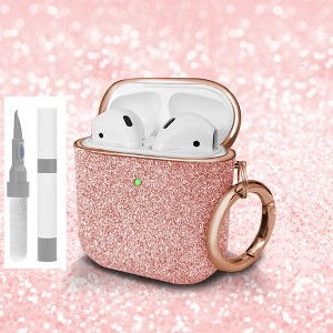 HTUTWOO for AirPods Pro 3 Case, Bling Surface Plating Hard Cover, Shockproof Protective Cover with Keychain and Cleaning Kit for Women - 1 of 4