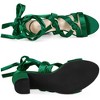 BLISSFUL STEP Women's Satin Lace Up Decorative Circle Block Heel Sandals - 4 of 4