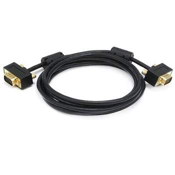 Monoprice Ultra Slim SVGA Super VGA Male to Male Monitor Cable - 6 Feet With Ferrites | 30/32AWG, Gold Plated Connector