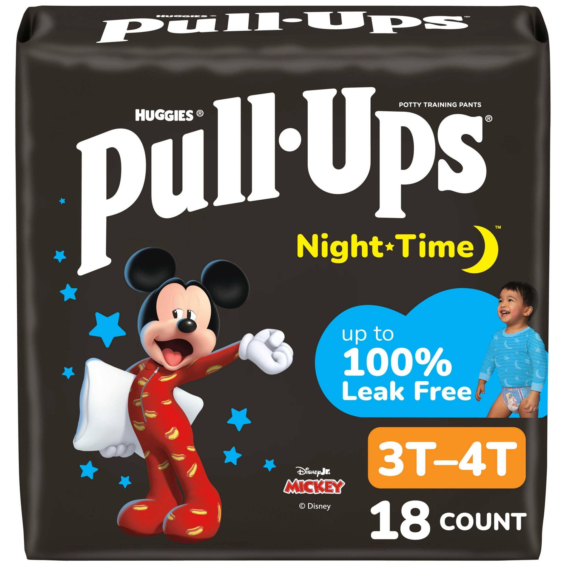 Pull-Ups Boys' Night-Time Potty Training Pants - 3T-4T - 18ct: Disposable, Wood Fluff Pulp, 32-40 lbs