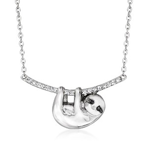Ross-Simons 0.12 ct. t.w. White and Black Diamond Sloth Necklace in Sterling Silver - 1 of 3
