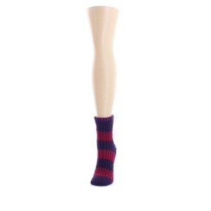 Memoi Women's Wide Stripe Chenille Non-Skid Slipper Crew Sock - 1 of 2