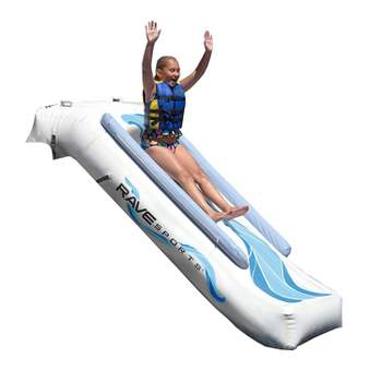 Rave Sports 00001-RV 9 Foot Inflatable Lake Pontoon Boat Water Slide & Air Pump