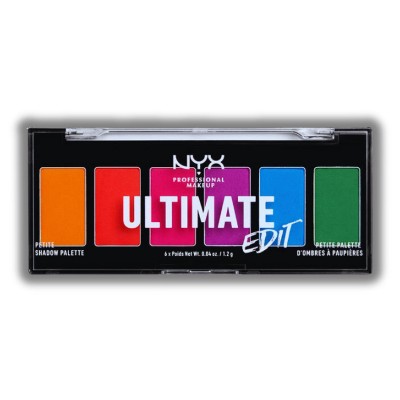 NYX Ultimate Edit Petite Shadow Palette (USPP02 Brights) - Velvety Texture & Travel-Friendly - 6 Pigmented Shades for Bold Looks