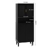 VANIRROR Tall Storage Bookcase with Tempered Glass Doors, Adjustable Shelves, Accent Cabinet For Living Room or Bedroom Storage Cabinet - 3 of 3