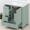 30" Freestanding Bathroom Vanity with Ceramic Sink, Solid Wood Frame, 3 Drawers & Storage Shelf, Painted MDF Cabinet - 3 of 4