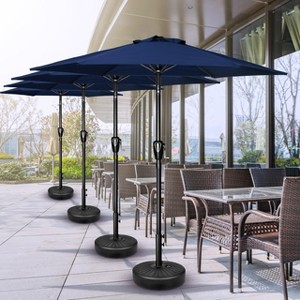 Gulches 7.5ft Patio Outdoor Table Market Yard Umbrella with Push Button Tilt/Crank, 6 Sturdy Ribs for Garden, Deck, Backyard, Pool, Dark Blue - 1 of 4