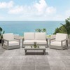 Christopher Knight Home Yena Contemporary Outdoor Acacia Wood 4 Seater Chat Set with Cushions - 2 of 4