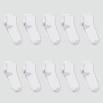 Hanes Women's Extended Size Cushioned 10pk Crew Socks - White 8-12 : Target