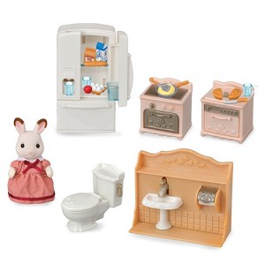 Calico Critters Playful Starter Furniture Set, Dollhouse Furniture Set with Figure and "Working" Appliances - 1 of 4