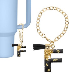 Unique Bargains Resin Lightweight Decorative Tassel Keychain Handle Charm Black with Gold Foil 1 Pc - 1 of 4